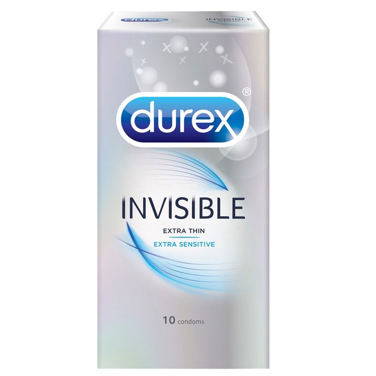 (CHE TÊN)BAO CAO SU SIÊU SIÊU MỎNG DUREX INVISIBLE EXTRA THIN HỘP 10C