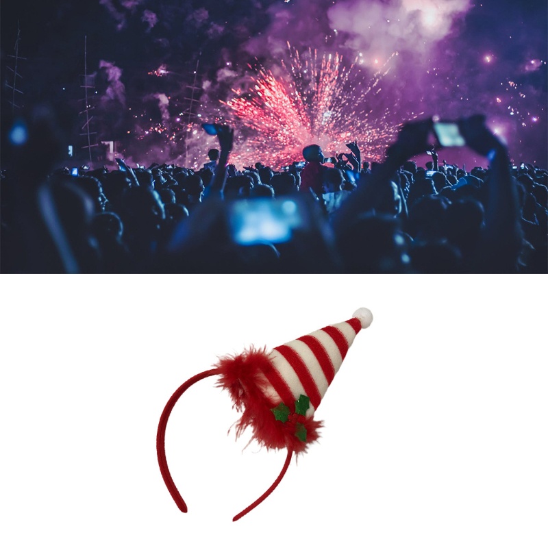 Cài Tóc Hình Nón Ông Già Noel / Lông Vũ Sọc Phụ Kiện Chụp Ảnh Giáng Sinh Mới Lạ