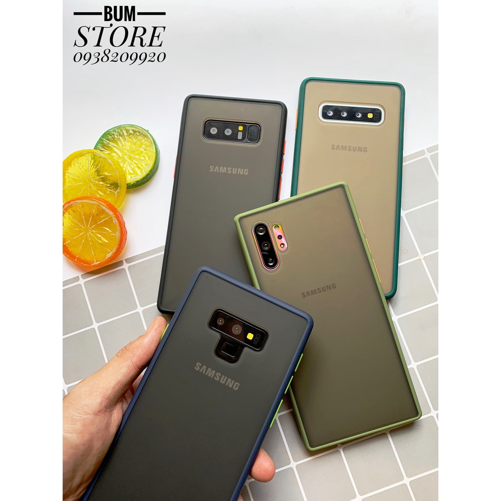 Ốp Lưng Samsung Note 10 Plus / S10 / S10 Plus / Note 10 / Note 10 Lite / Note 9 Chống Sốc Viền Màu Lưng Mờ