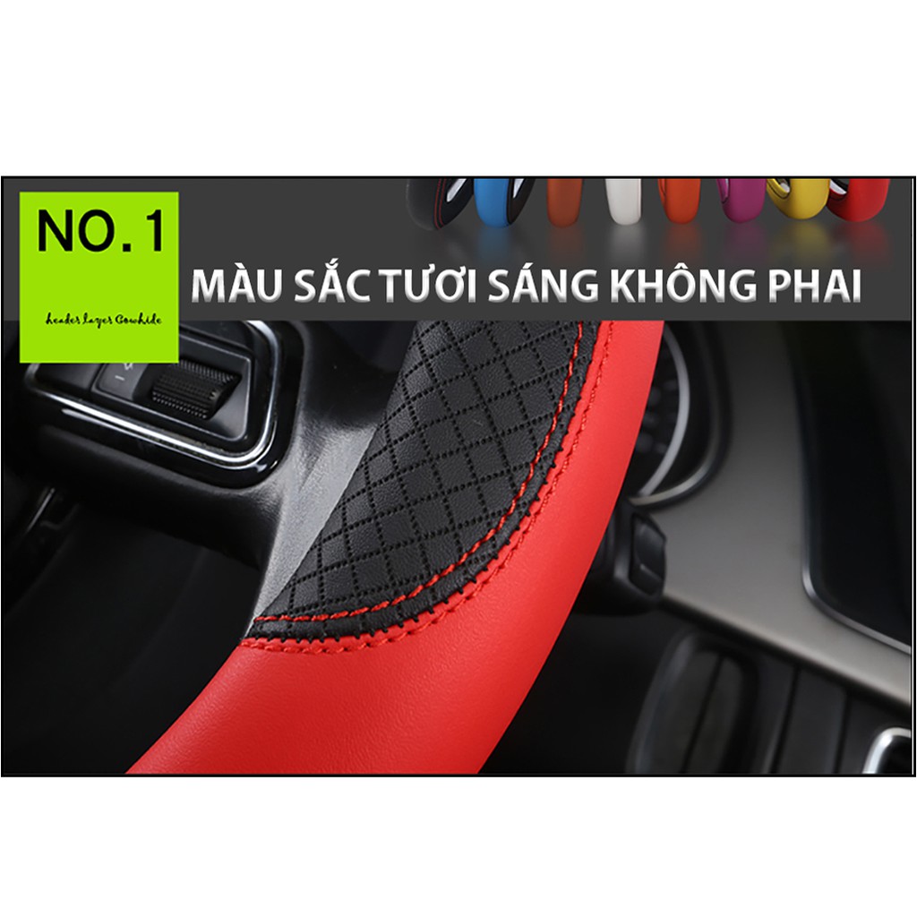 Bao Da Bọc Vô Lăng Ô Tô Màu Đen/Đỏ Vừa Tất Cả Dòng Xe 4-7 Chỗ, Xe Bán Tải, Xe Tải Nhỏ Dưới 1,25 Tấn