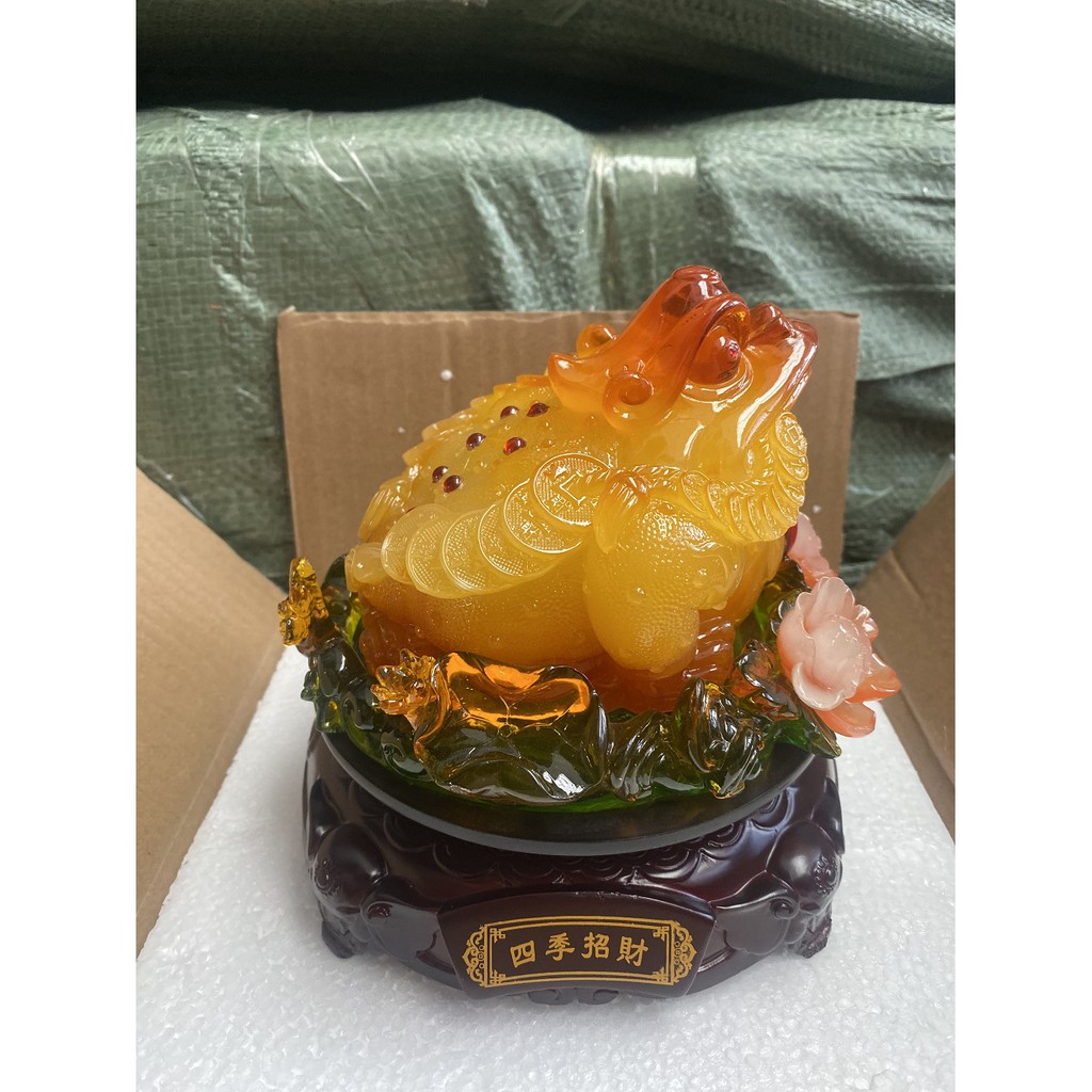 Tượng Thiềm Thừ  Hoa Sen Hoa Mẫu Đơn _ Tượng Phong Thủy Trang Trí _ Quà Tặng Tân Gia Khai Trương