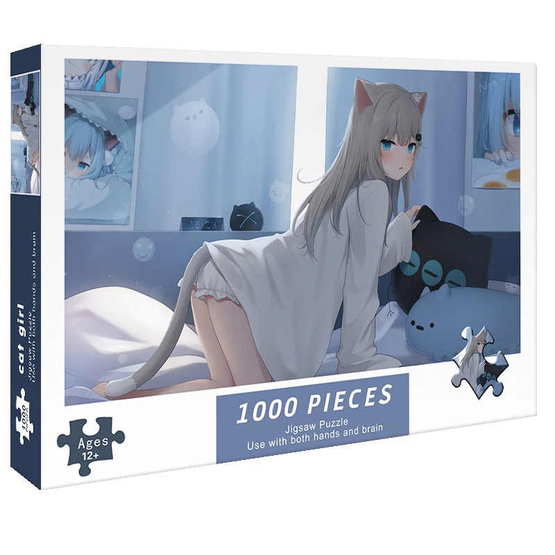 Tranh ghép xếp hình 1000 mảnh Cat Girl - Đồ chơi phát triển tư duy quà tặng ý nghĩa. Kích thước: 75x50 cm