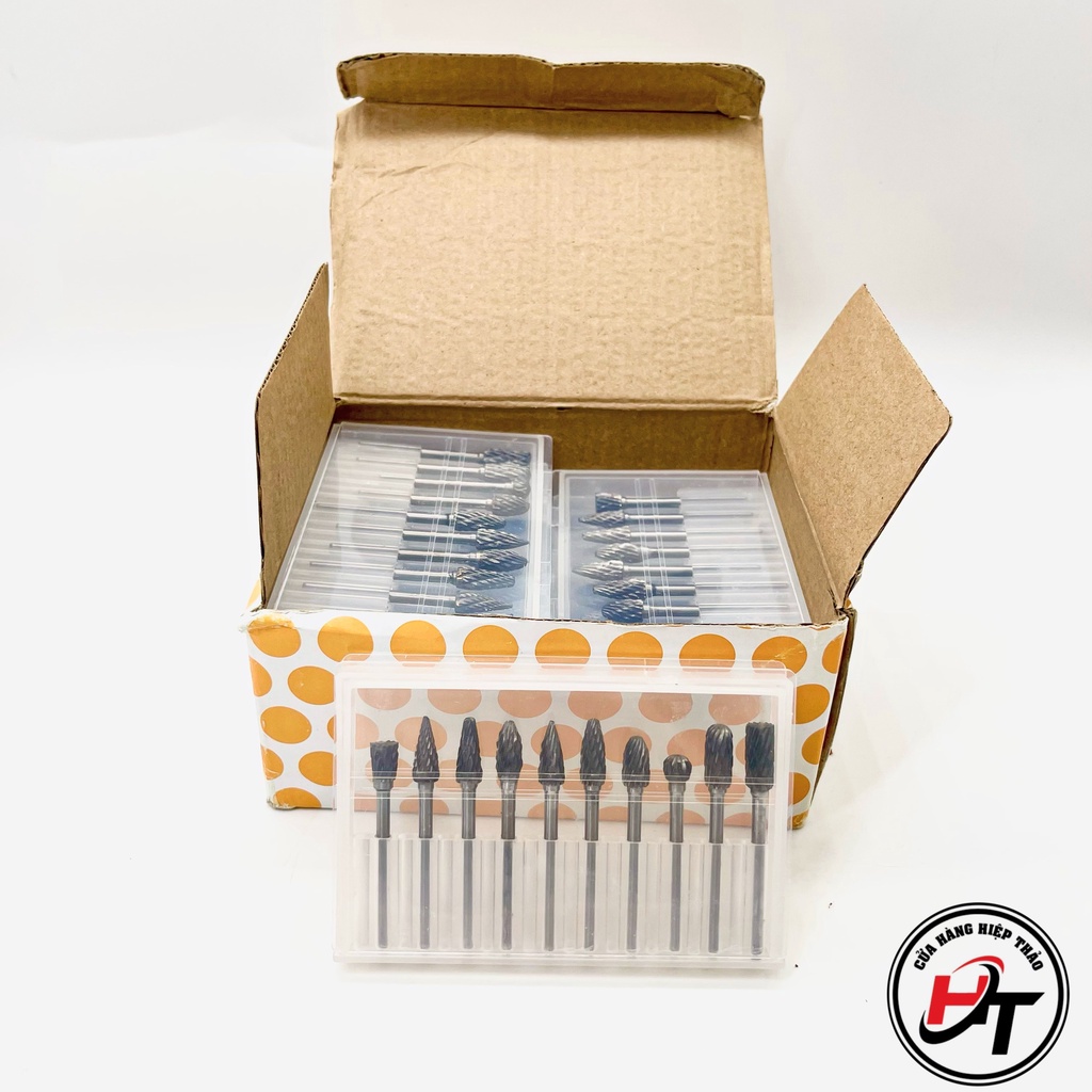 Bộ 10 mũi mài hợp kim mini điêu khắc gỗ lũa kim loại sắt nhựa chuôi 3mm BMMHK-3MM