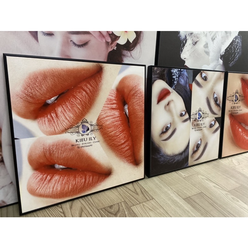 BỘ 3 KHUNG TRANH QUY TRÌNH MÀY MÔI SAU PHUN XĂM TRANH TRÍ TIỆM PHUN XĂM