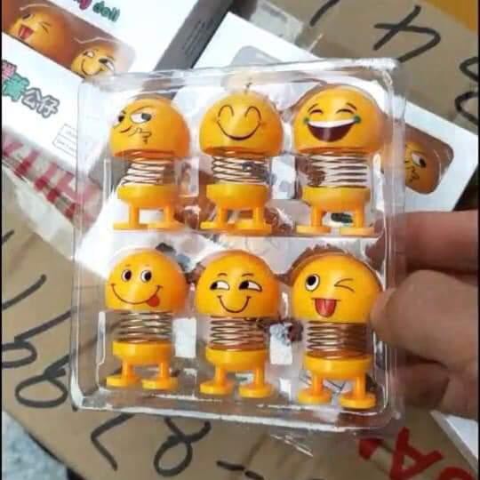 Bộ 6 thú nhún Emoji lò xo hình biểu tượng cảm xúc