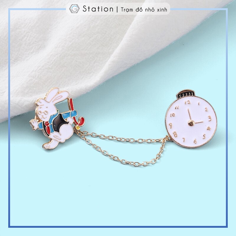 Pin cài áo thỏ trong Alice in Wonderland - GC402