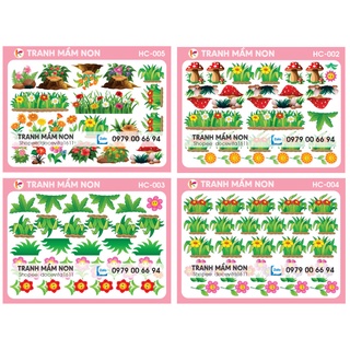 Decal mầm non- KHÓM HOA CỎ TRANG TRÍ LỚP tổng hợp