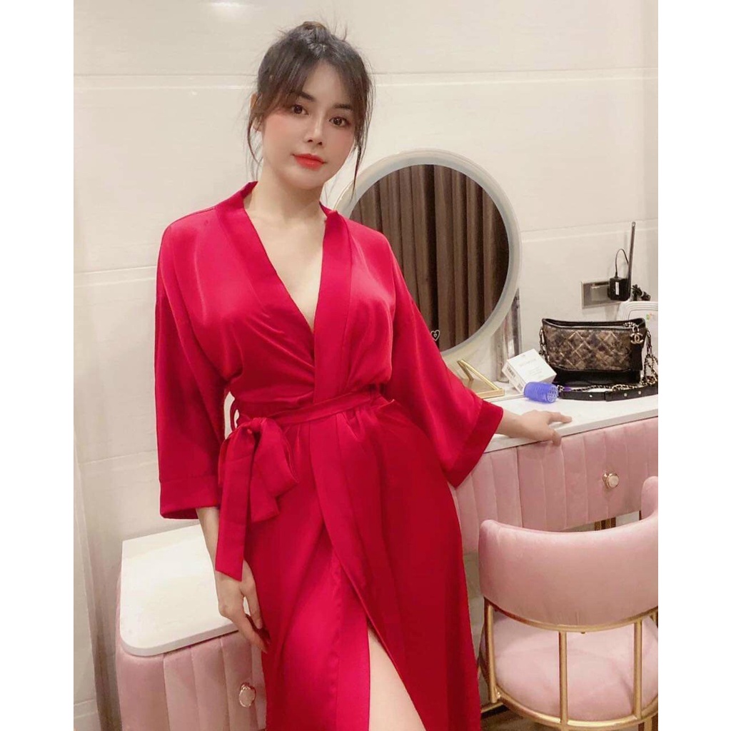 Aó choàng lụa trơn mặc nhà sang trọng đủ màu sắc | BigBuy360 - bigbuy360.vn