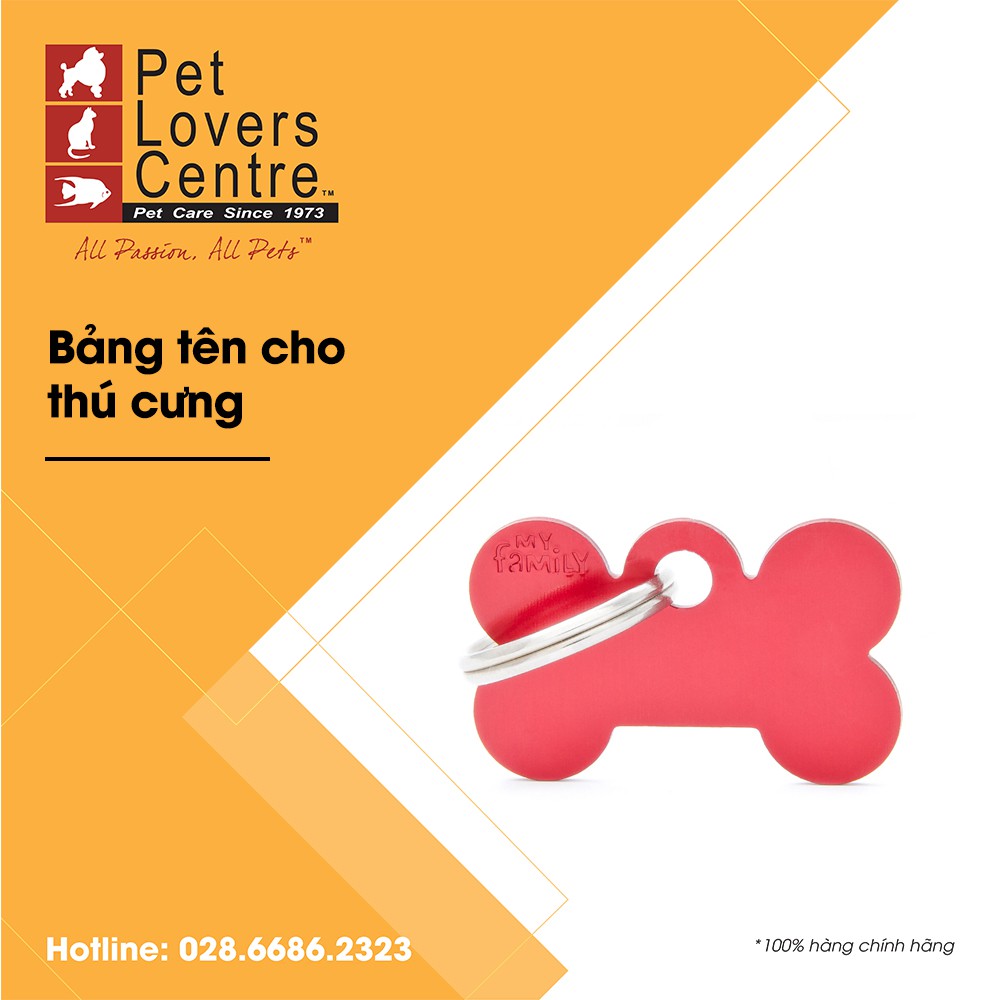 [Xuất xứ Ý] Bảng tên chó mèo khắc nội dung theo yêu cầu / Pet tag BONE (RED) (SML)