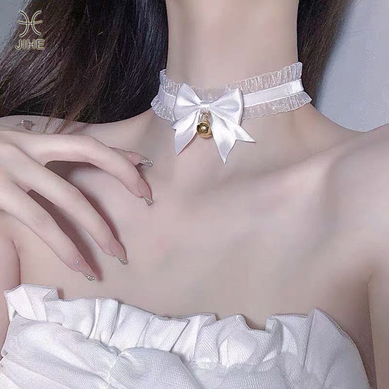 【JIHE】Vòng Cổ choker Phối Ren Đính Chuông Phong Cách Nhật Hàn Thời Trang