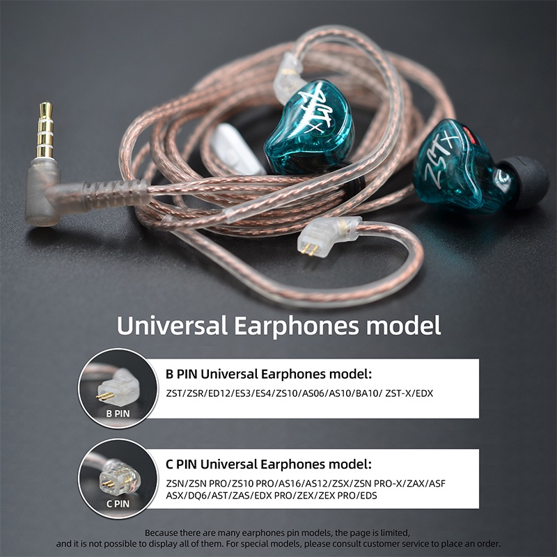 Dây Cáp Đồng 2 Pin 0.75/0.78mm B/C Pin 3.5mm Kz ZS10 ZSN EDX Pro