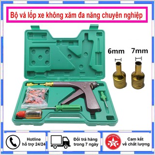 Bộ vá lốp xe máy oto không săm, Máy xăm tự vá lốp không săm cao cấp cho ô tô, xe máy "
