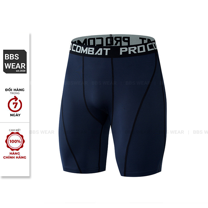 Quần Legging thể thao nam PRO COMBAT Dáng ngắn - Quần giữ nhiệt nam dạng đùi BBS WEAR chuyên GYM Bóng Rổ Đá Banh QL01