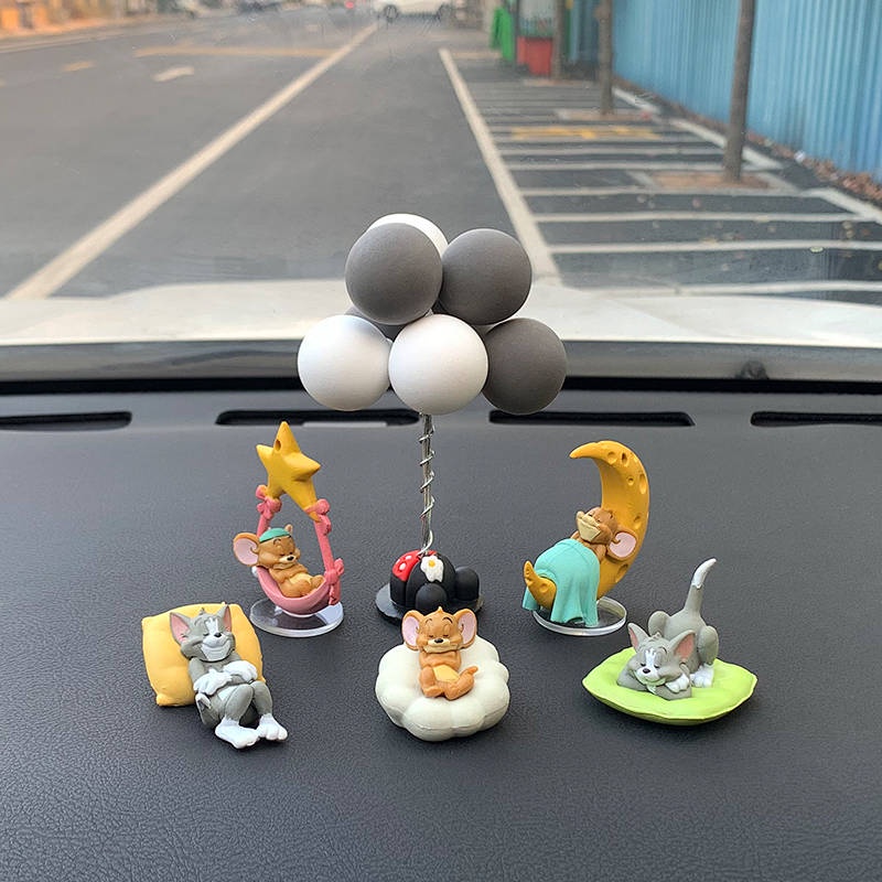 Cat and Mouse Car Decoration Hand-Made Car Accessories Tom Jerry Mouse Doll Dashboard Cute Cartoon Car Auto department store supplies