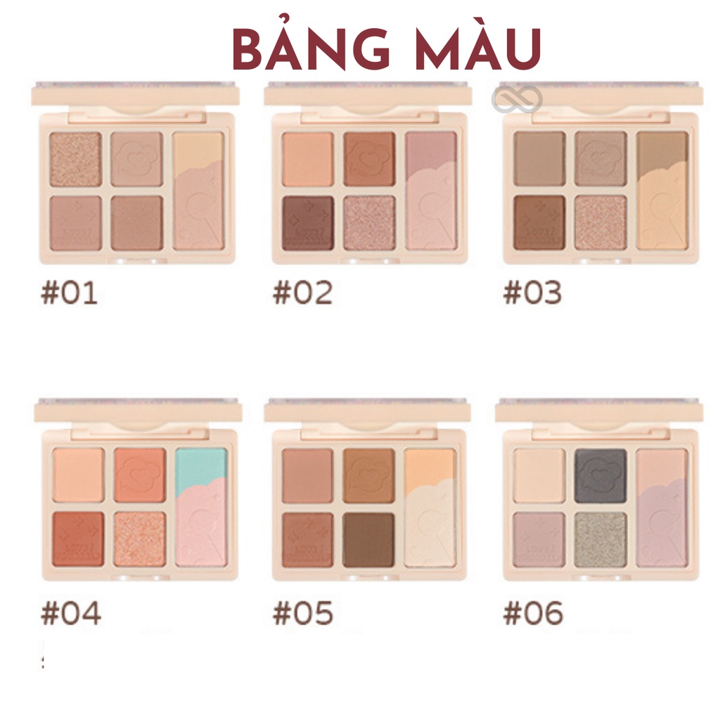 Bảng phấn mắt 6 màu Gogo Tales Bubble Gum Mini eye Shadow GT297 Lớp phấn siêu nhẹ 6 màu dễ phối