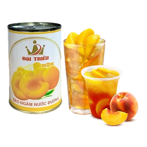 Đào Tươi Ngâm Nước Đường Giòn Ngọt Đại Triều - Hộp Nhỏ 425g - Nguyên Liệu Làm Trà Đào, Trà Trái Cây Ngon