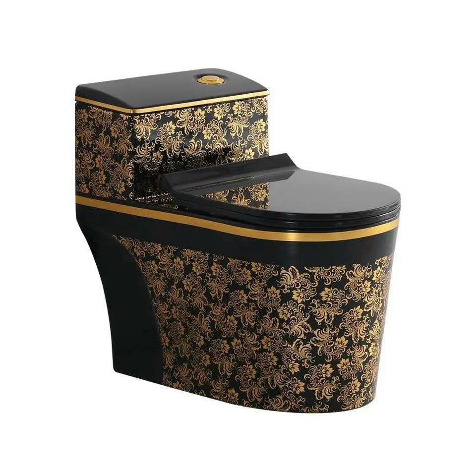 BỒN CẦU LÙN LIỀN KHỐI HOA VĂN MÀU ĐEN VÀNG , BỒN CẦU HOA VĂN MÀU ĐEN VÀNG , BẢO HÀNH 30 NĂM