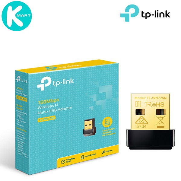 USB thu sóng WIFI nano siêu nhỏ gọn Chuẩn N 150Mbps TP-Link TL-WN725N - Hàng Chính Hãng