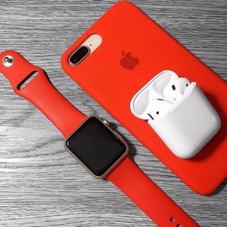 Set Red Ốp iPhone và Dây Apple Watch Silicone