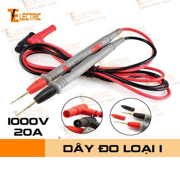Dây Đo ĐIện Đồng Hồ Vạn Năng 1000V 20A Loại 1 Đầu Kim Nhọn Dùng cho Fluke 101, 15b,17b, 303, 302, 305