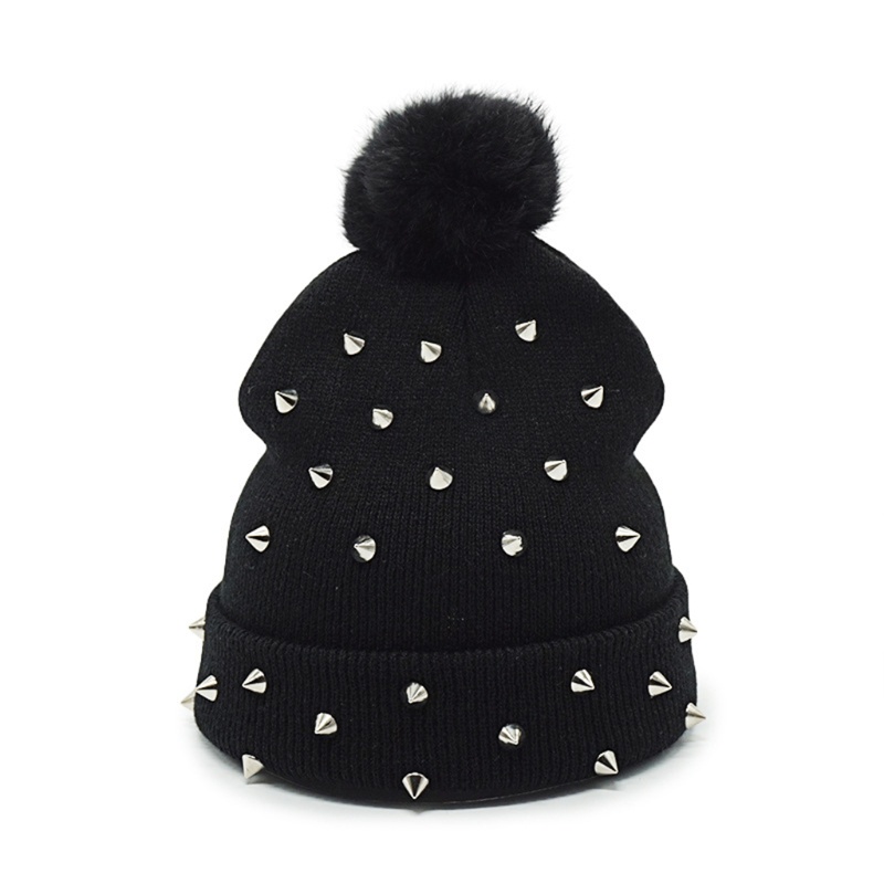 Mũ Beanie Dệt Kim Màu Đen Phong Cách Hiphop Thời Trang Mùa Đông Cho Nữ