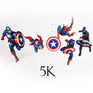 Cắm 5 siêu nhân trang trí bánh kem