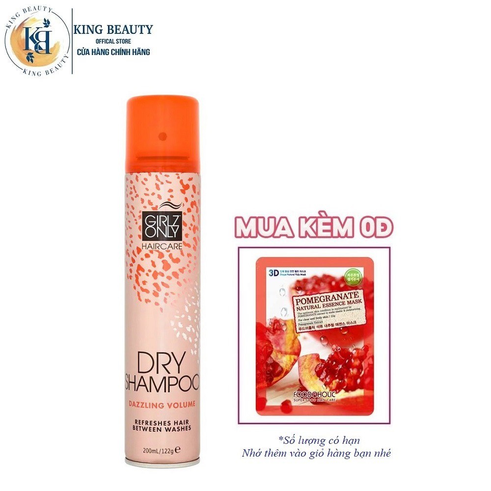 Dầu Gội Khô Giúp Tóc Mềm Mượt Không Bết Dính Girlz Only Dry Shampoo 200ml - Dazzling Volume (Cam)