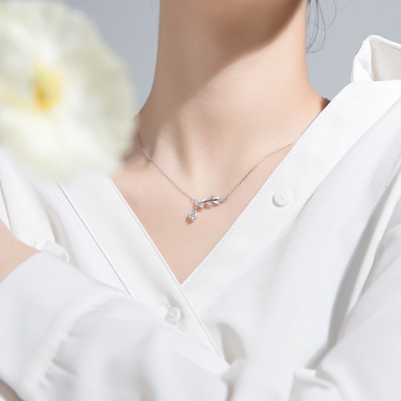 Dây chuyền nữ bạc 925 lá Oliu thanh lịch duyên dáng