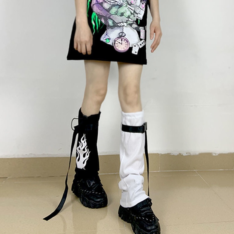 Youyo Vớ Ống Chân Dài Giữ Ấm In Họa Tiết Phong Cách Punk Gothic