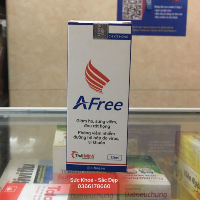 Xịt họng AFree Thái Minh  [vfree, afee, vfee, betadine, thảo dược ] hộp 30ml