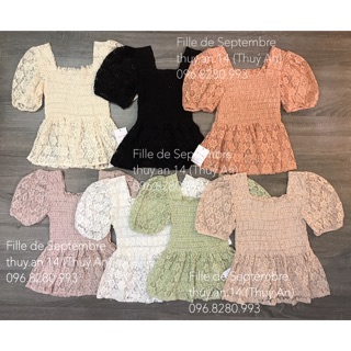 Áo ren peplum tay bồng tiểu thư