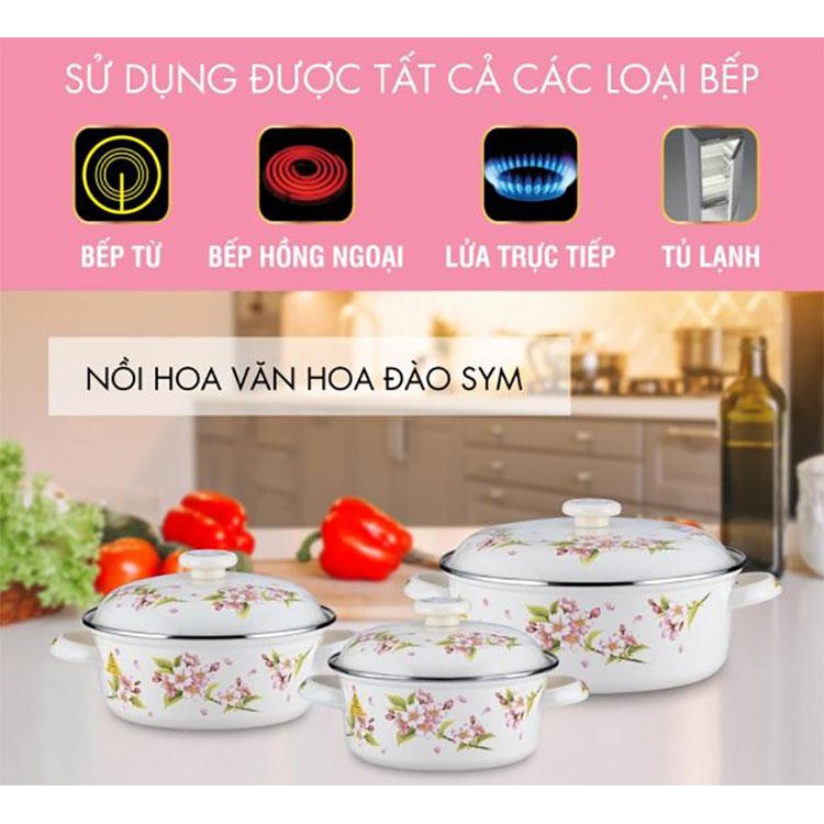 BỘ NỒI TRÁNG MEN FUJIHORO SKW-332 BỘ 3 NỒI NHẬP KHẨU THÁI LAN