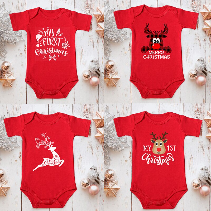 Giáng Sinh Cho Bé Cotton Body Giáng Sinh Đầu Tiên Của Tôi Áo Liền Quần Cho Bé Sơ Sinh Bé Trai Bé Gái Dễ Thương Tập Đi Xmas Quần Áo