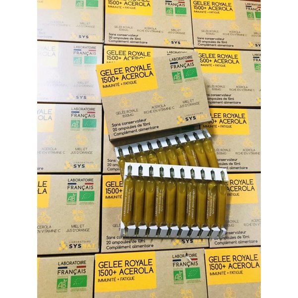 Sữa ong chúa 𝗚𝗘𝗟𝗘́𝗘 𝗥𝗢𝗬𝗔𝗟𝗘 𝟭𝟱𝟬𝟬 + 𝗔𝗖𝗘𝗥𝗢𝗟𝗔 nội địa Pháp