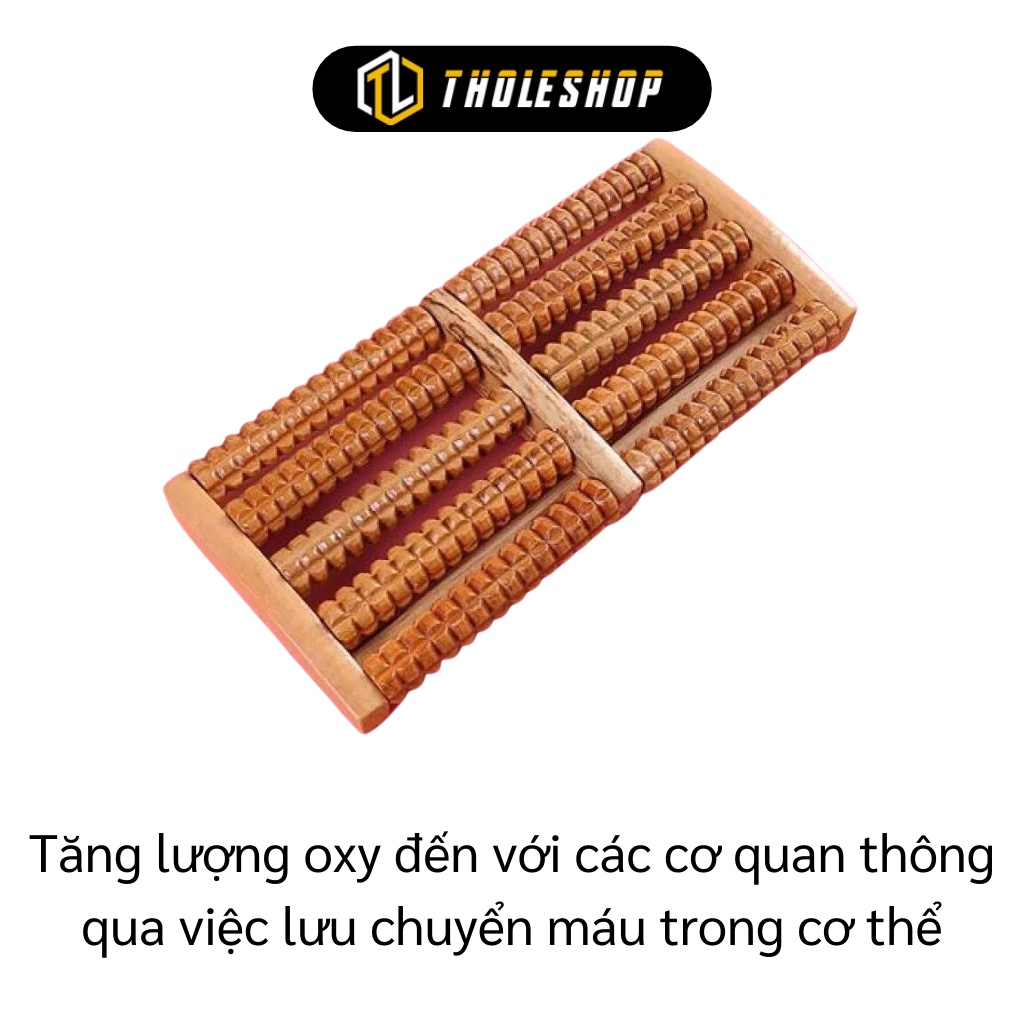 Massage Chân - Dụng Cụ Massage Lăn Chân Bằng Gỗ 5 Hàng - Bàn Lăn Mát Xa 3520
