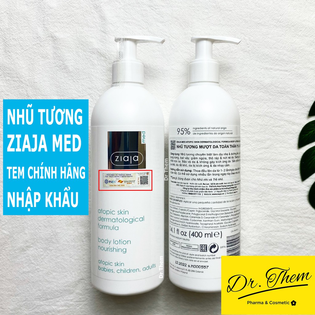 ✅[CHÍNH HÃNG] Nhũ Tương Ziaja Med Mượt Da Toàn Thân Ziaja Med Atopic Skin 400ml - Ziaja Med Atopy AZS - Dưỡng ẩm