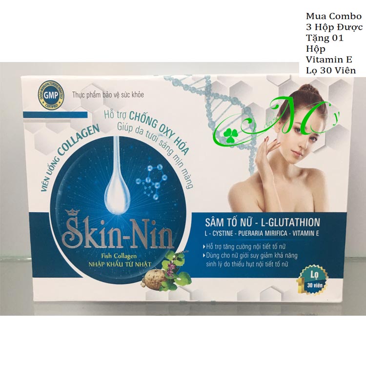 Viên uống COLLAGEN SKIN-NIN - Chống Oxy hóa, giúp da tươi sáng mịn màng - Lọ 30 viên
