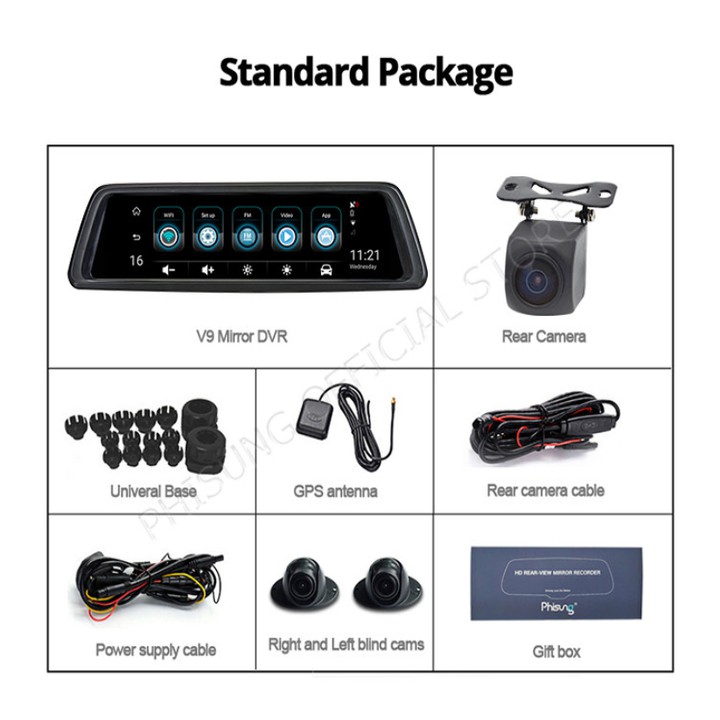 Camera hành trình cao cấp nhãn hiệu Whexune V9 Plus tích hợp 4 camera, Android Wifi GPS, màn hình cảm ứng 10 inch | BigBuy360 - bigbuy360.vn