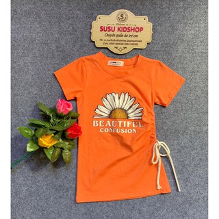 SIZE 1-12 (8-20KG) - ĐẦM SUÔNG BÉ GÁI RÚT DÂY THUN COTTON IN HÌNH HOA CÚC