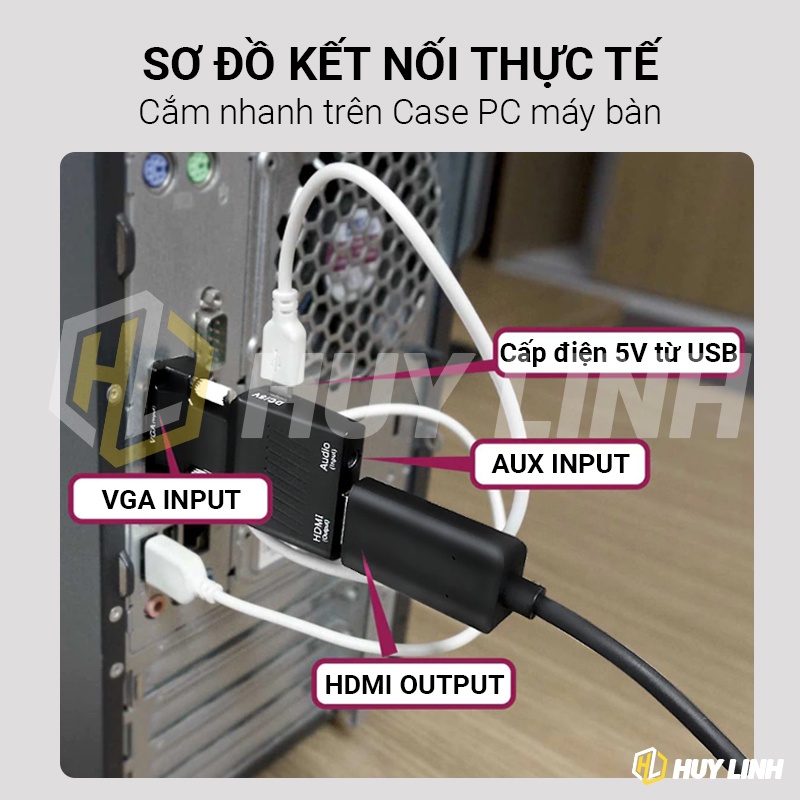 Hub đầu bộ chuyển đổi ngõ VGA sang HDMI có âm thanh Audio HL179