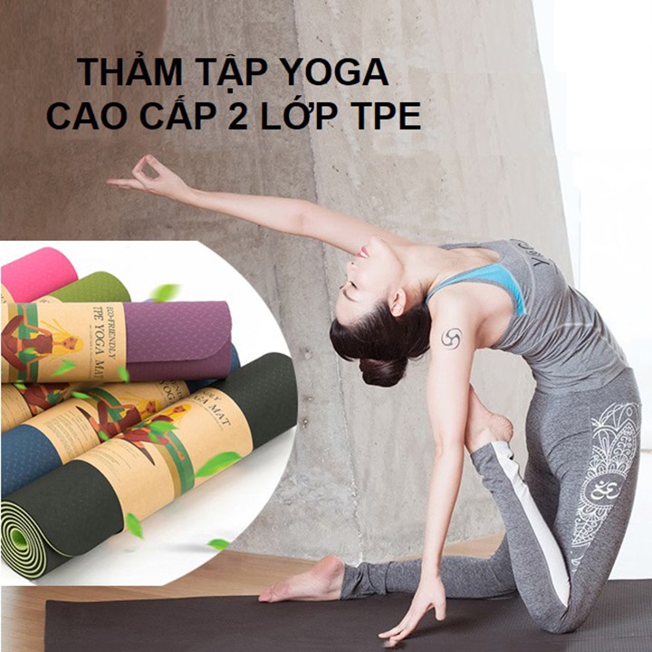 [GIÁ CỰC SỐC] TẶNG 1 Túi đựng thảm khi mua thảm tập Yoga 2 lớp TPE 6mm