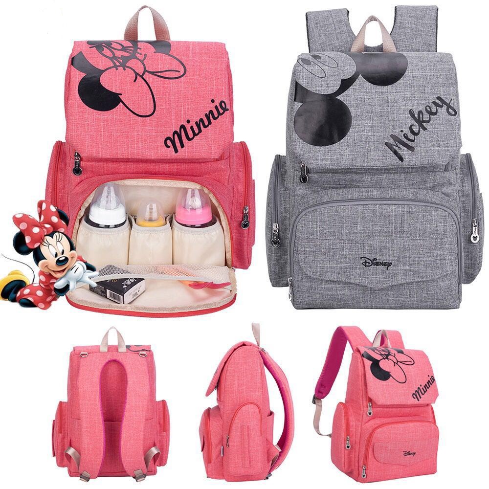 Disney Mickey Minnie Túi đựng tã cho mẹ Bolso Túi xe đẩy công suất lớn Túi xác ướp dành cho phụ nữ Túi thiết kế cho con bú