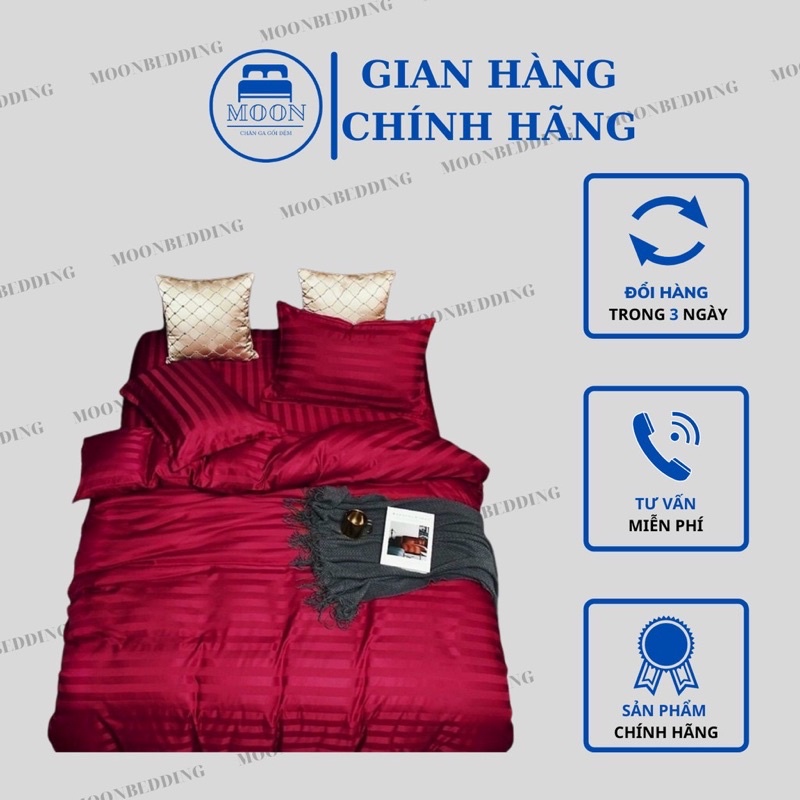 Bộ chăn ga gối Cotton 3F kẻ sọc chuyên dùng khách sạn , homestay