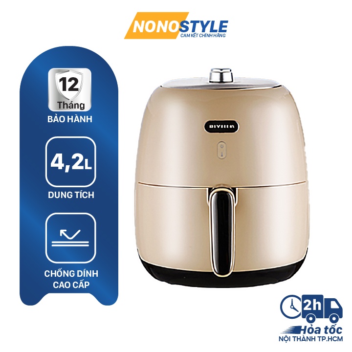 Nồi chiên không dầu 4.2 lít BIYI AF80 - Núm vặn cơ, dễ dàng sử dụng, công suất 1500W - BH 12 THÁNG