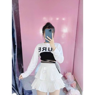 Sét áo croptop tay dài chéo eo hot