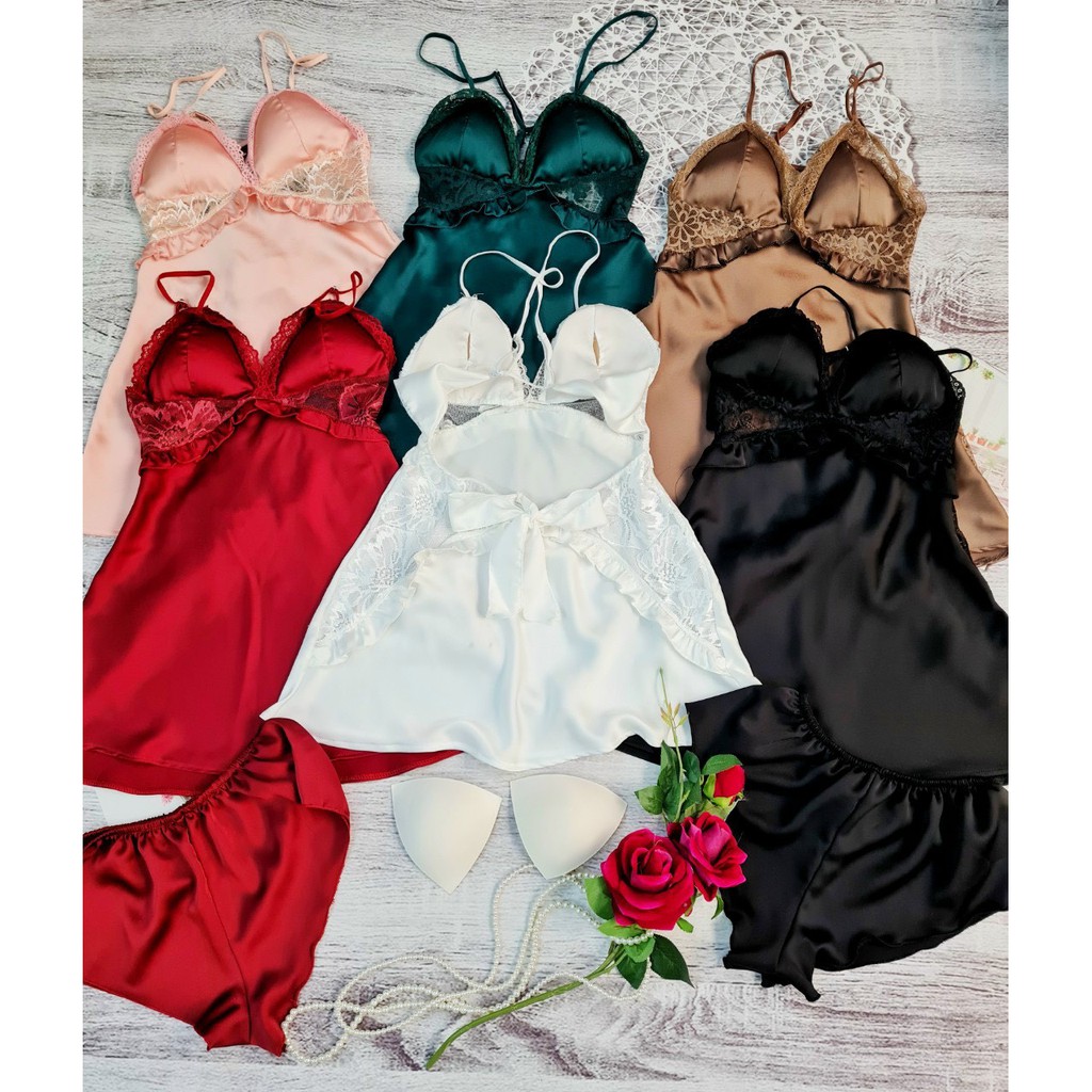 Váy ngủ sexy 🌺 Freeship 🌺 Váy ngủ sexy nữ quyến rũ lụa satin Freesize dưới 60kg - Linqu Sleepwear | BigBuy360 - bigbuy360.vn