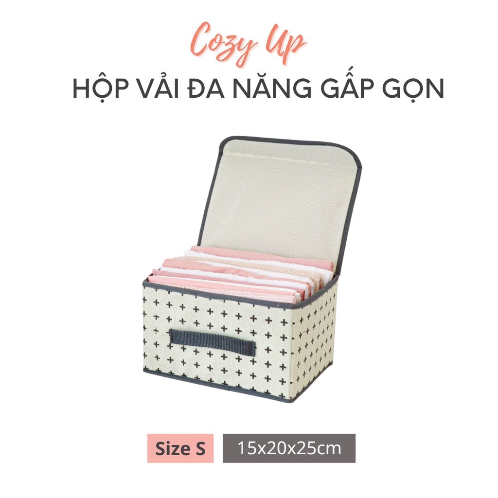 Hộp vải đựng quần áo gấp gọn có nắp 25x20x15