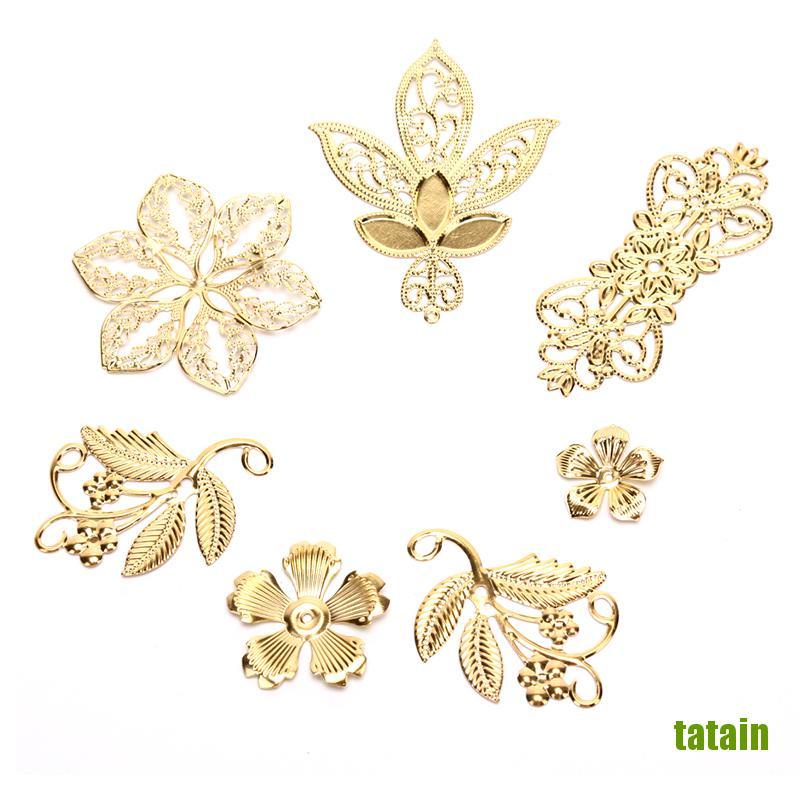 Bộ 50 Lá Kim Loại Phong Cách Vintage Dùng Làm Trang Sức Diy