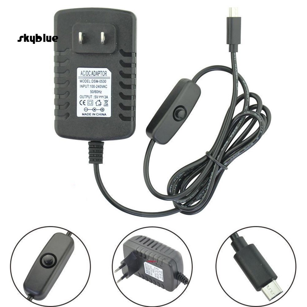 SKBL 5V 3A Micro USB AC Adapter DC Wall Power Supply Charger for Tablet PC Phone