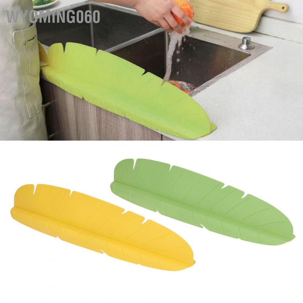 Wyoming060 Kitchen Sink Water Splash Guard Elastic Reusable Banana Leaf Splashing for Dishes Vegetables Washing